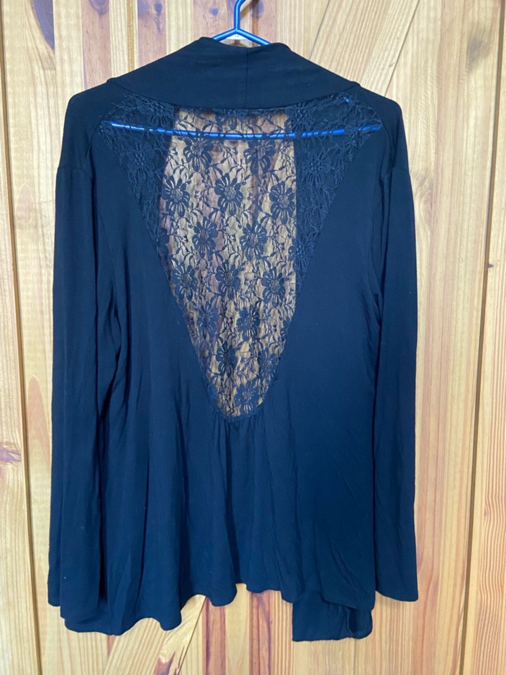 Made in Canada 🇨🇦 Women's Black Lace-Back Open Cardigan size M-L
